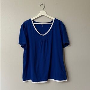 Blue V-Neck Women's Top
